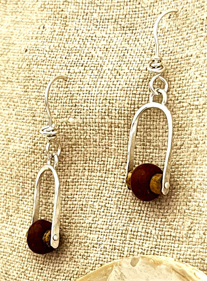 Earrings w Red & Tan
