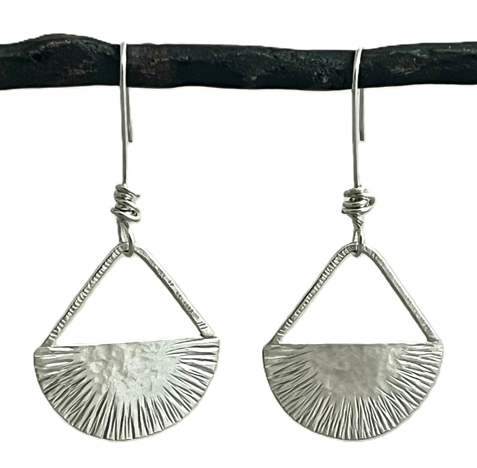 Earrings, Silver, Half Circle