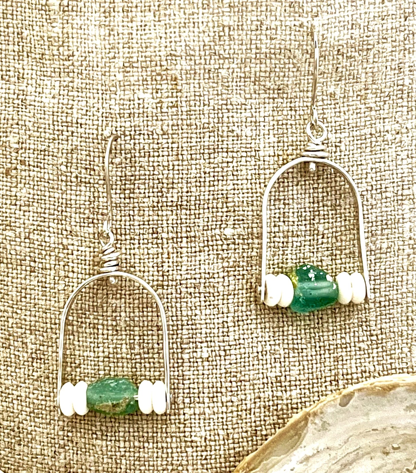 Earrings w Roman Glass & Bone