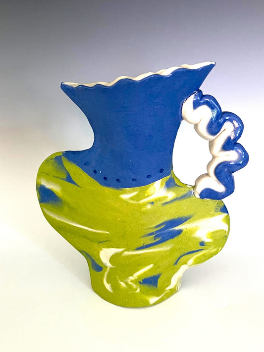 Vase Blue/Lime Squiggle 33