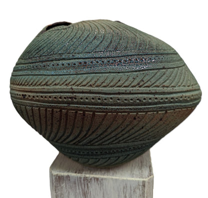 Green Carved Vase