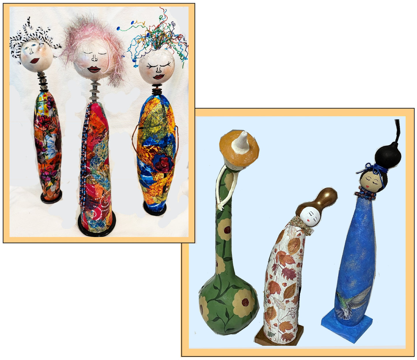 Make a Gourd Doll, Sat. & Sun., July 11 & 12, 10 am- 3 pm, Instructors, Loretta Hauhn & Claudia Herber