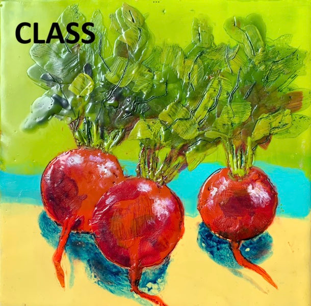 CLOSED Encaustics 101 & More , Sat. & Sun., Nov. 22 & 23, 10 am – 2 pm, Instructor, Janet Hickok
