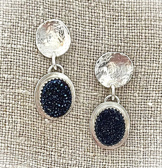 Earrings Blue Drusy Cabs 80
