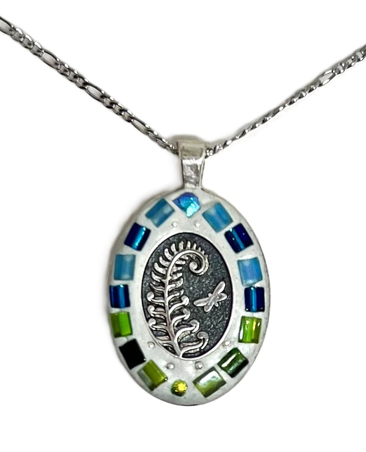 Oval Fern Silver Pendant