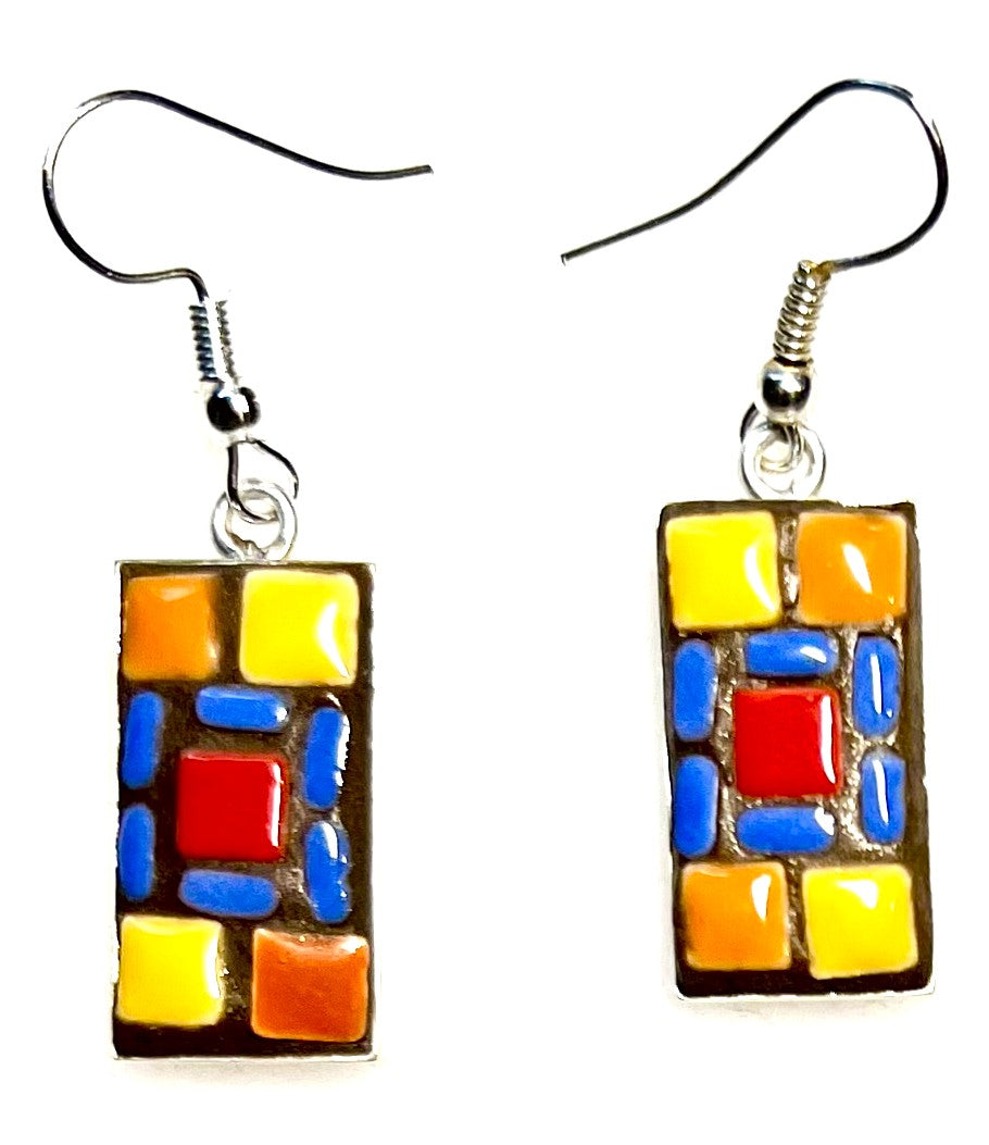 Earrings, Jasper, Square