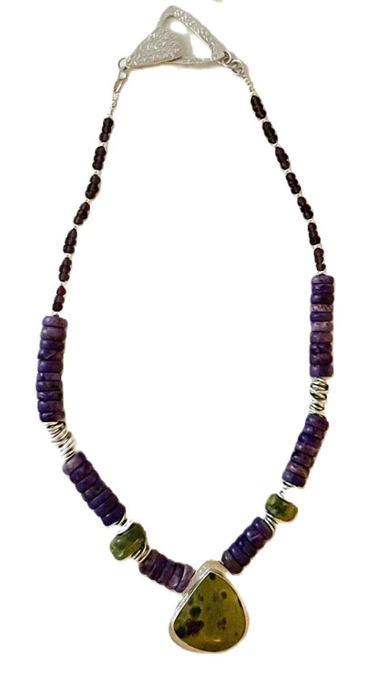 Necklace, Purple, Green