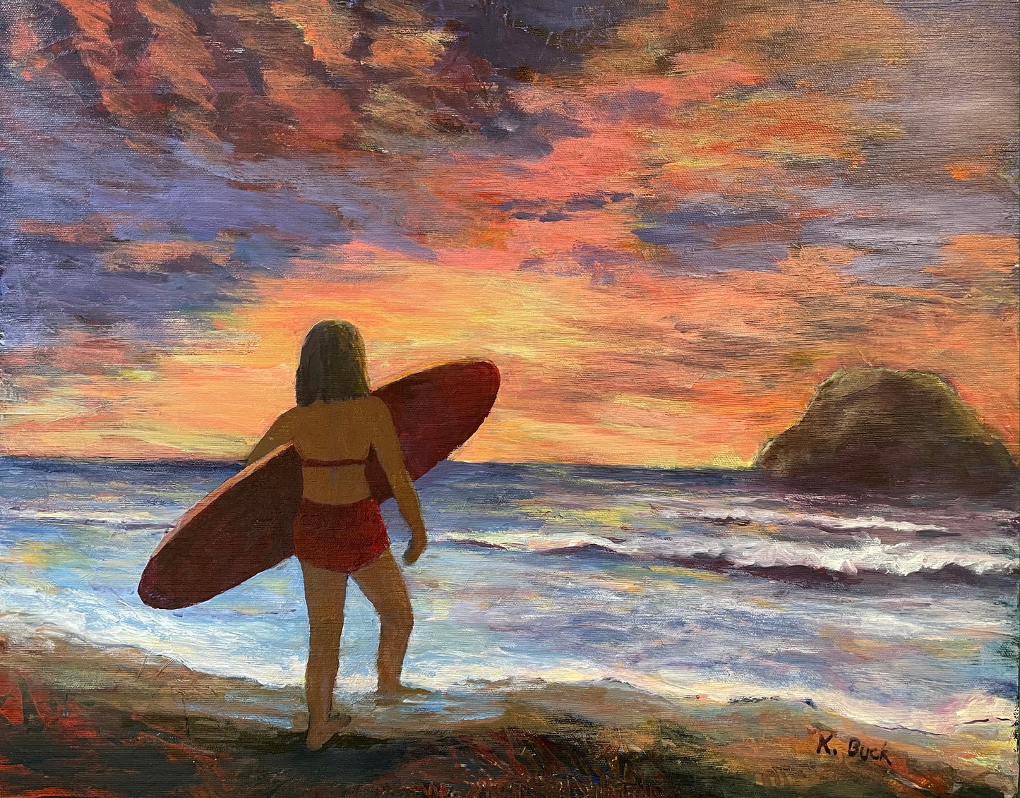 "Surfing at Sunset"