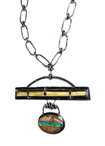 Necklace - Royston Ribbon Turq., Mammoth Fossil