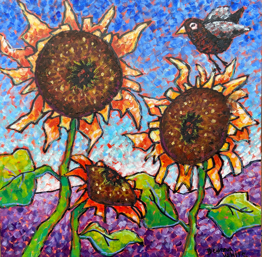 "Sunflowers & Bird"