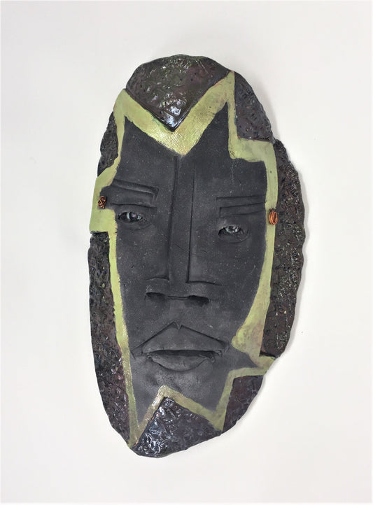 MS6 Mask, "Lexor", Clay Wall Art, 13"x8", by Mike Santone - currents-gallery